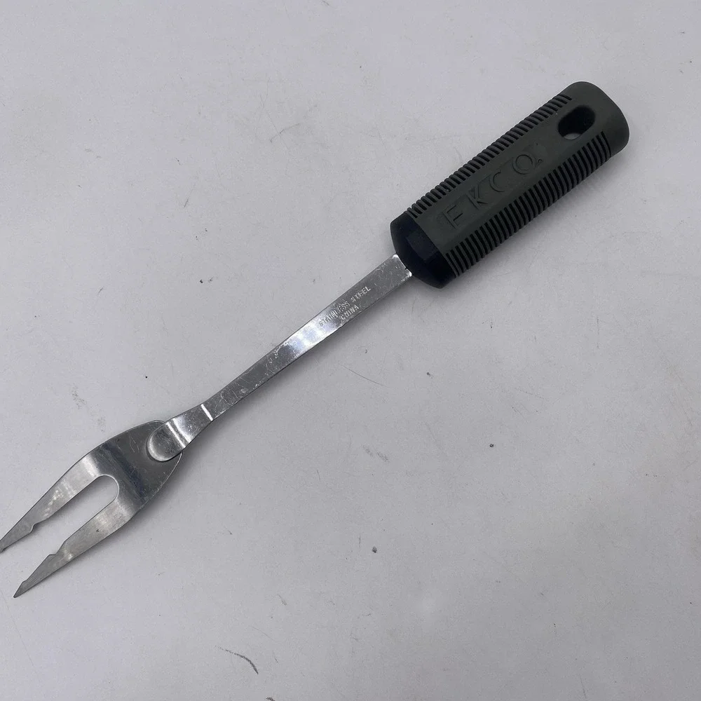 Ekco‎ Meat Carving Serving Fork Stainless Steel Rubber Grip Handle